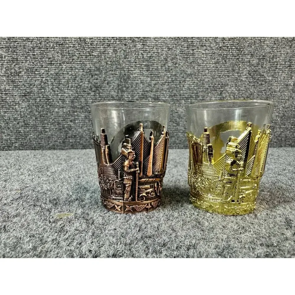 Thailand Shot Glasses Gold And Silver Elephant Souvenir Shot Glasses Set Of 2